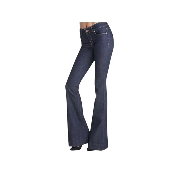 J Brand Love Story Flare Jeans Pure Wash Dark Blue Womens 28 Cotton Blend Denim - Picture 1 of 13
